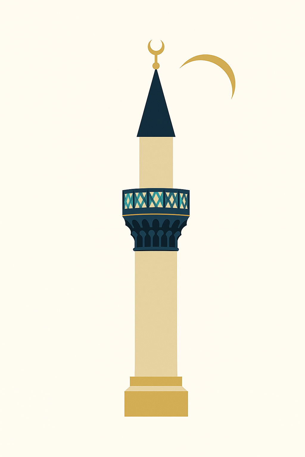 An Ottoman pencil minaret with conical spire and muqarnas balcony.
