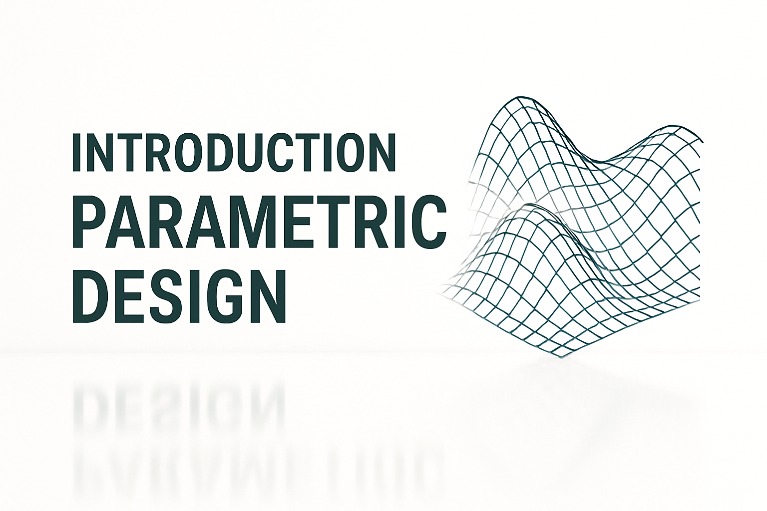 Showing a wireframe parametric building form with grid lines.