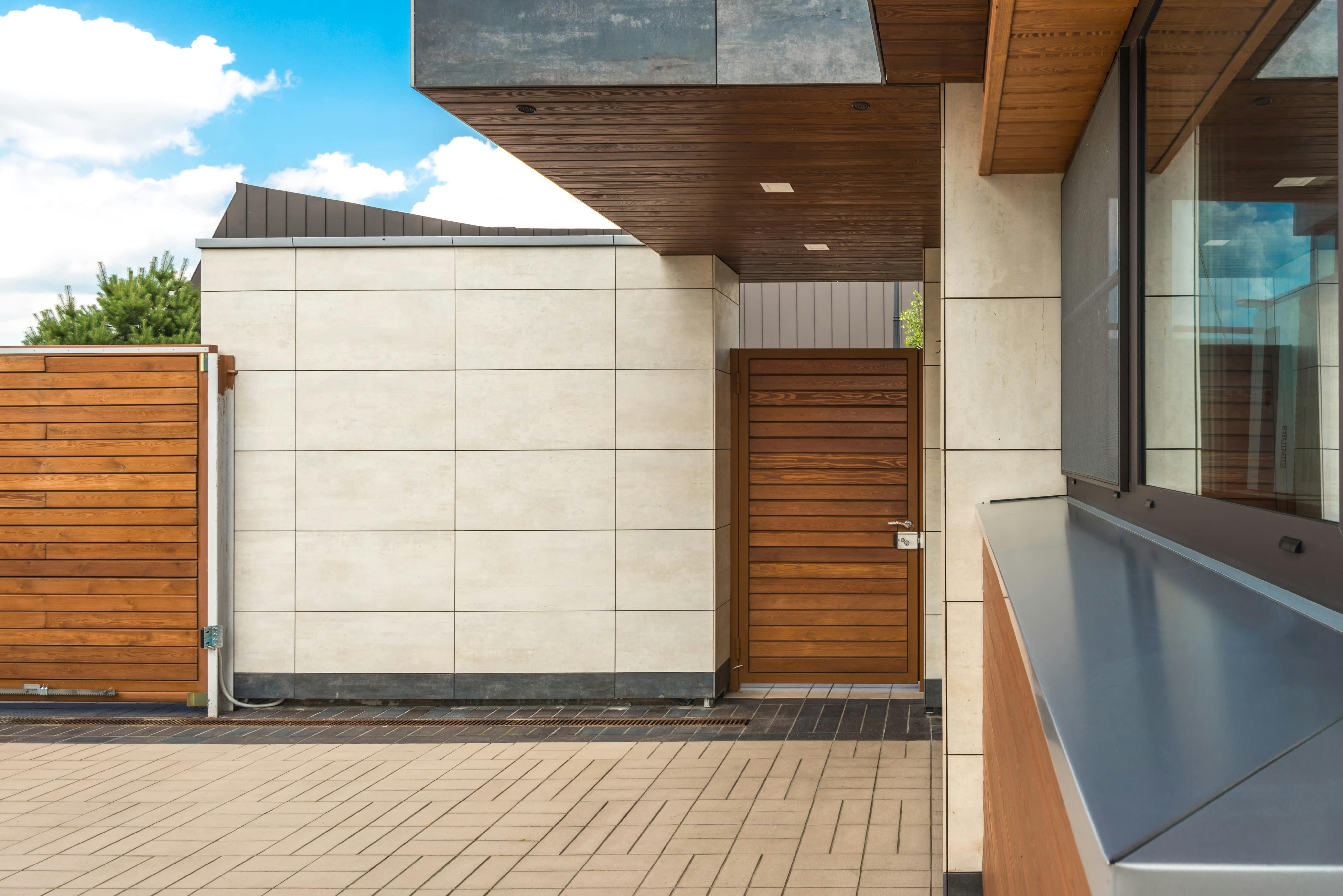 Prefabricated concrete house with clean modern lines.