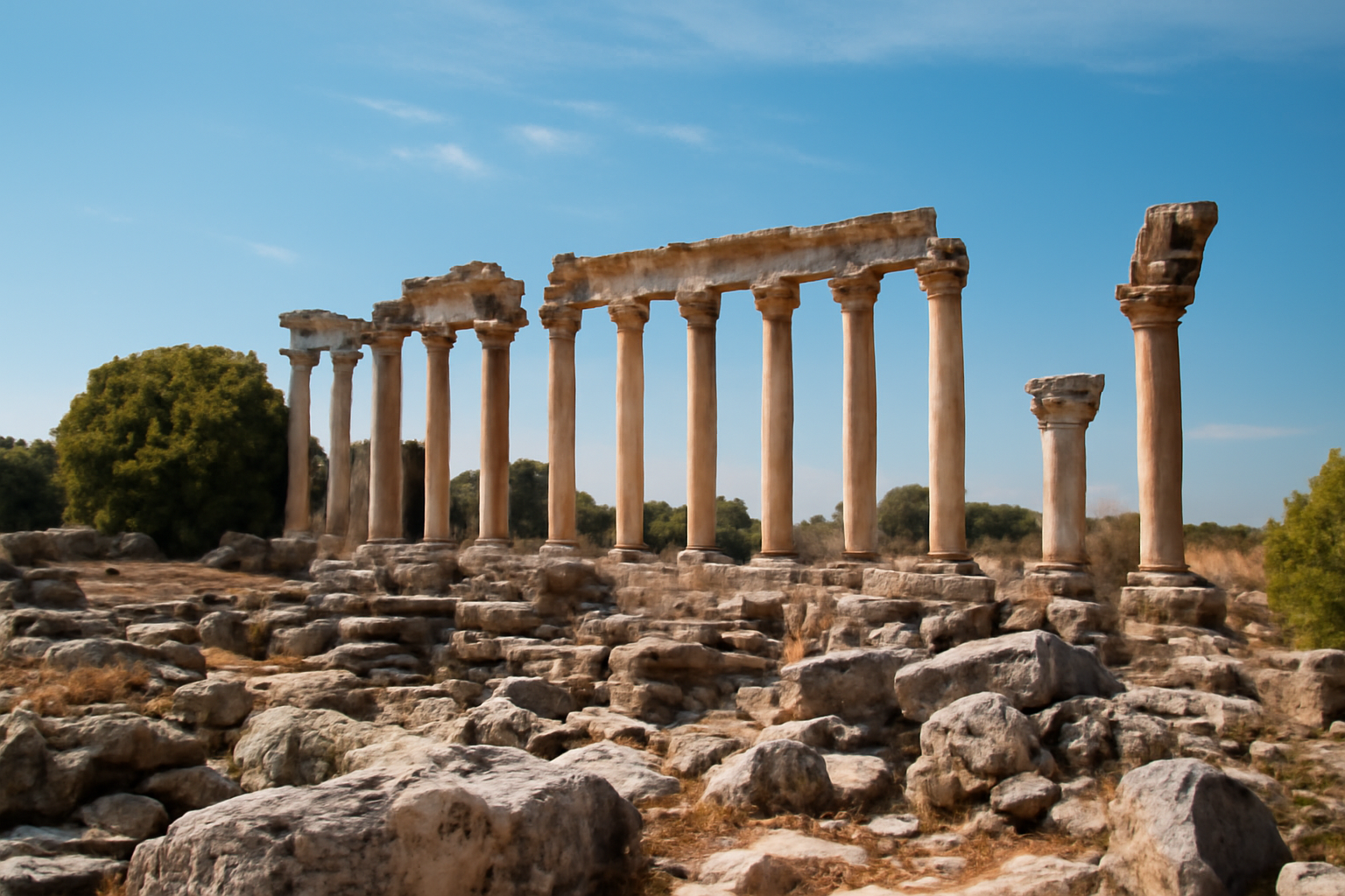 Ancient Roman ruins showing arches and stones, reflecting the empire’s historic decline.