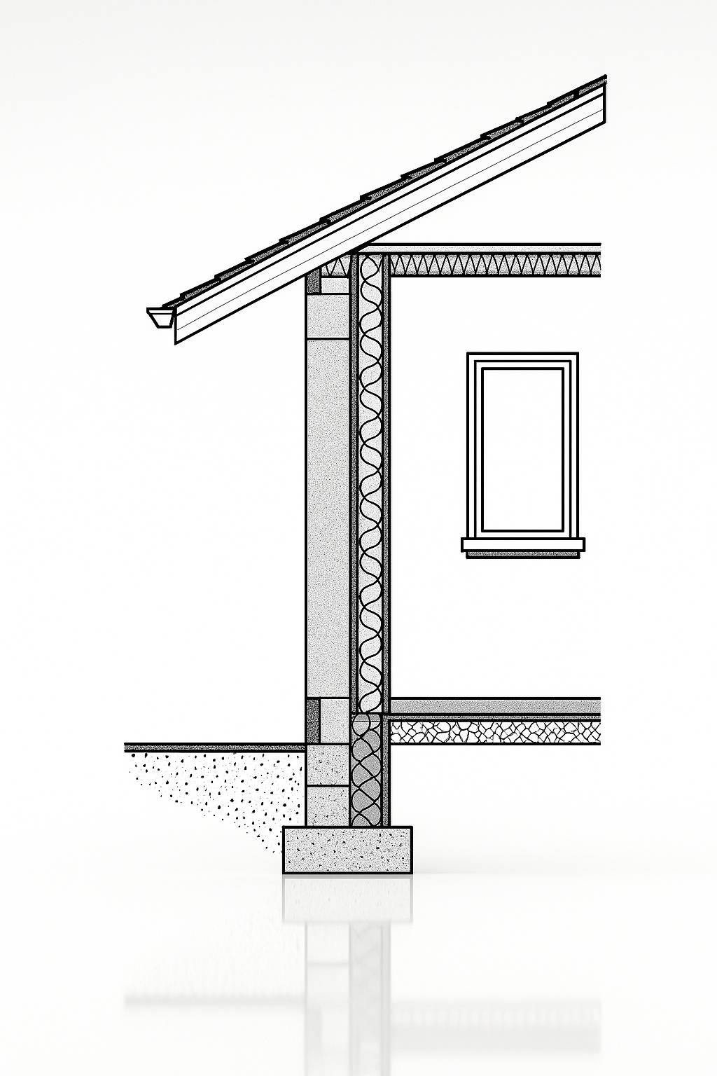 Enlarged wall section diagram illustrating structural layers and construction details in a clear, easy-to-understand format.