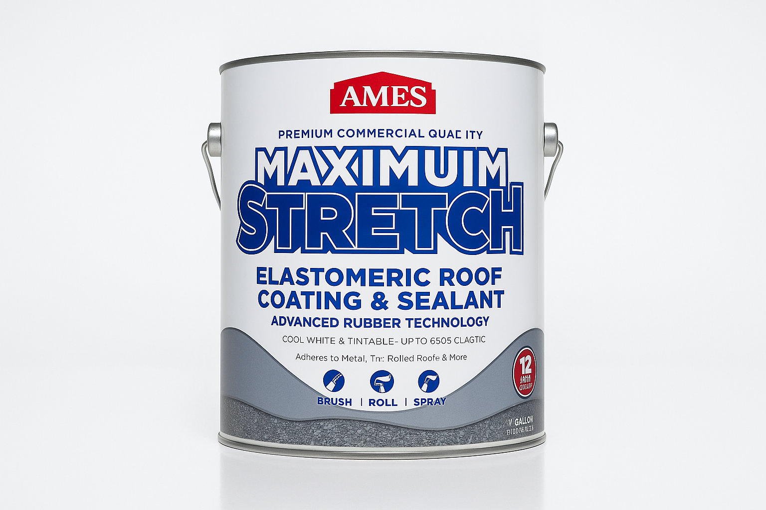 Ames Maximum-Stretch elastomeric roof coating can.