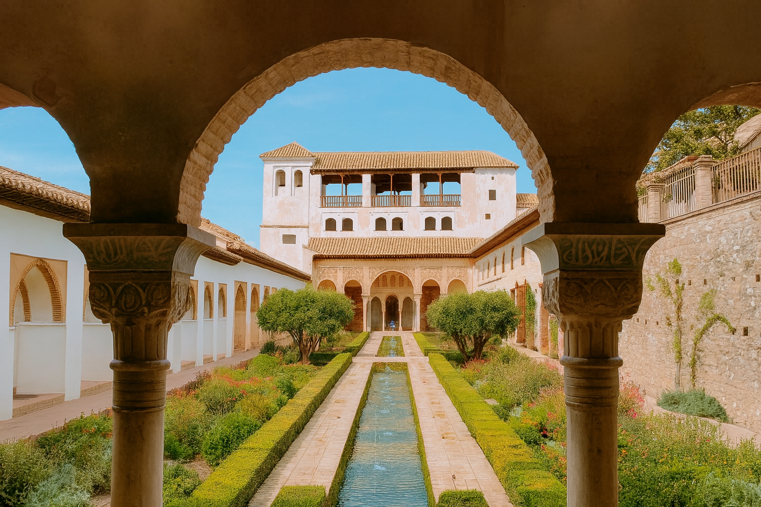 Axis parti diagram illustrated through the Alhambra garden layout.
