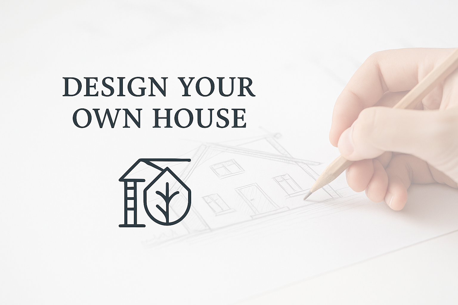 Drawing Blueprints and hand sketching architectural plan.