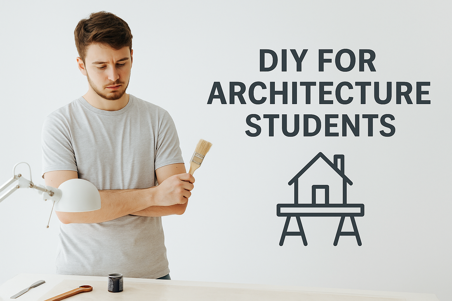 An architecture student in a clean studio.