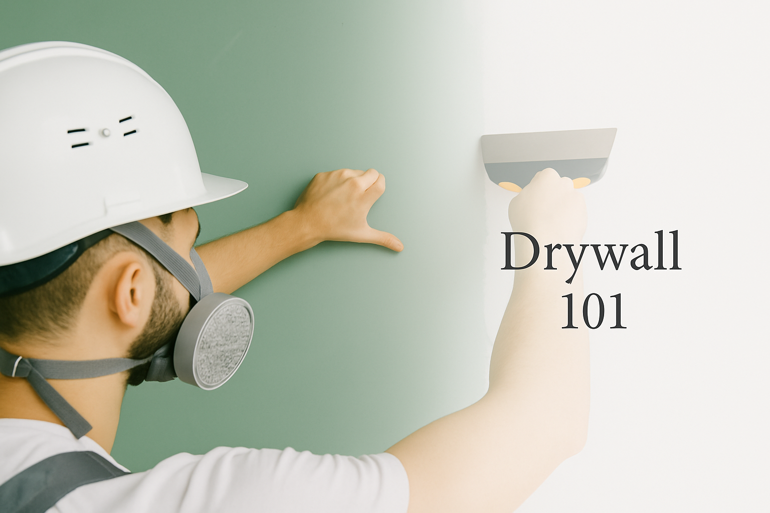 Construction worker installing drywall panels on wall frame.