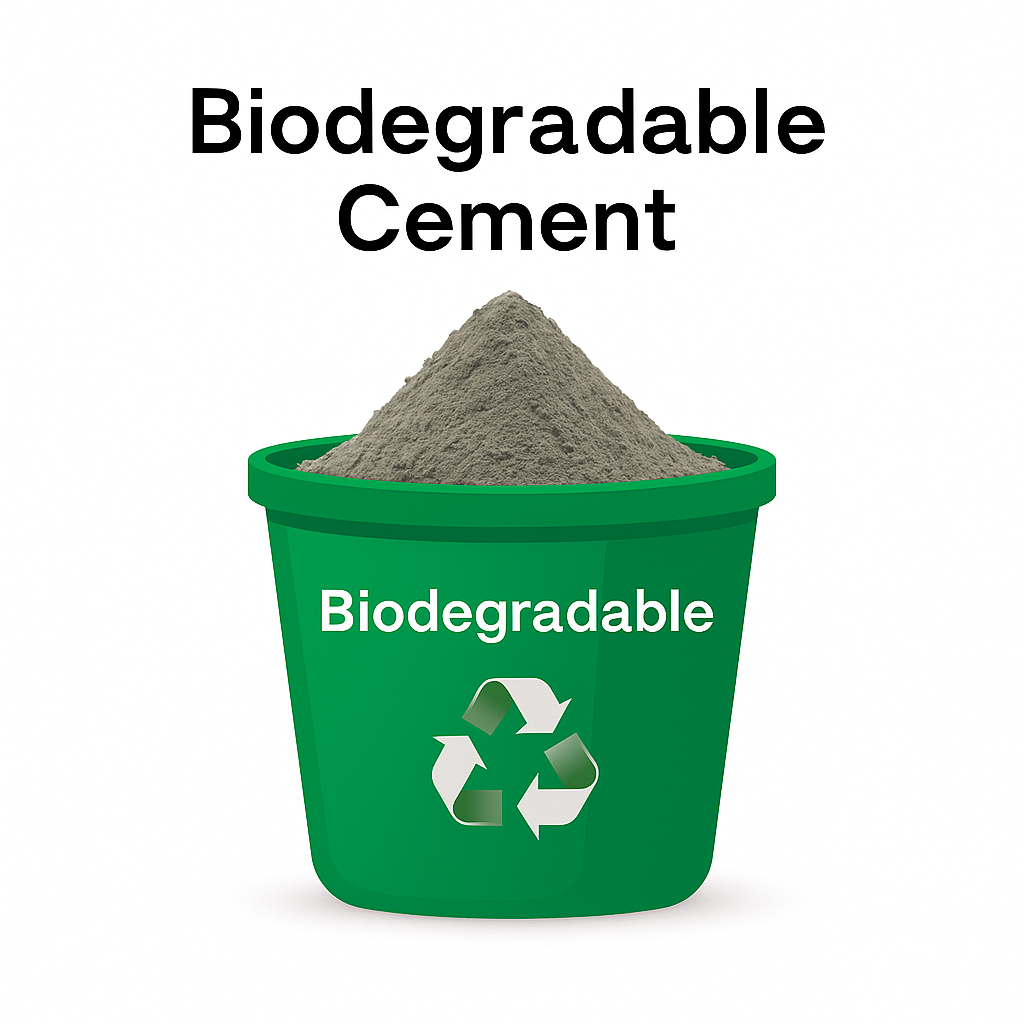 Eco-friendly cement highlighting recycling and reuse benefits.