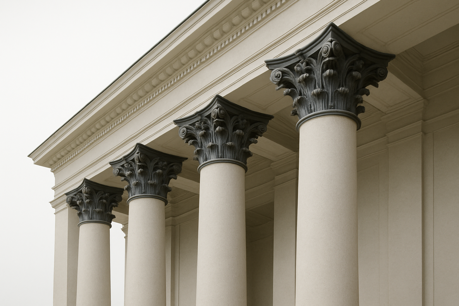 Greek Revival columns with Corinthian capitals.