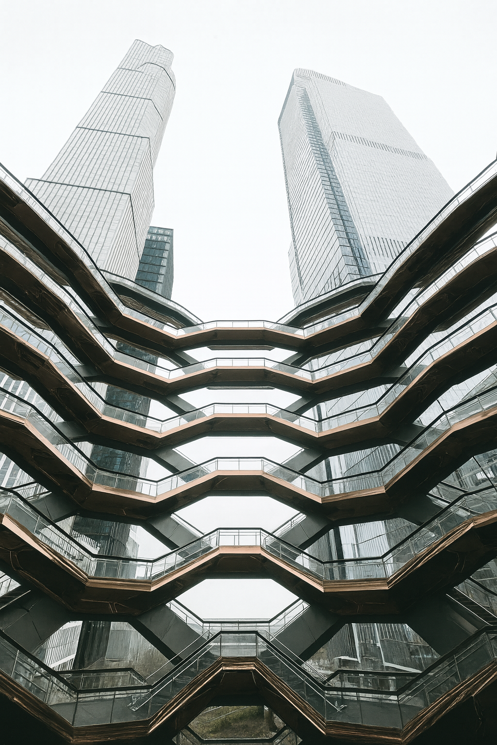 Sustainable stormwater system under glass structure at Hudson Yards.
