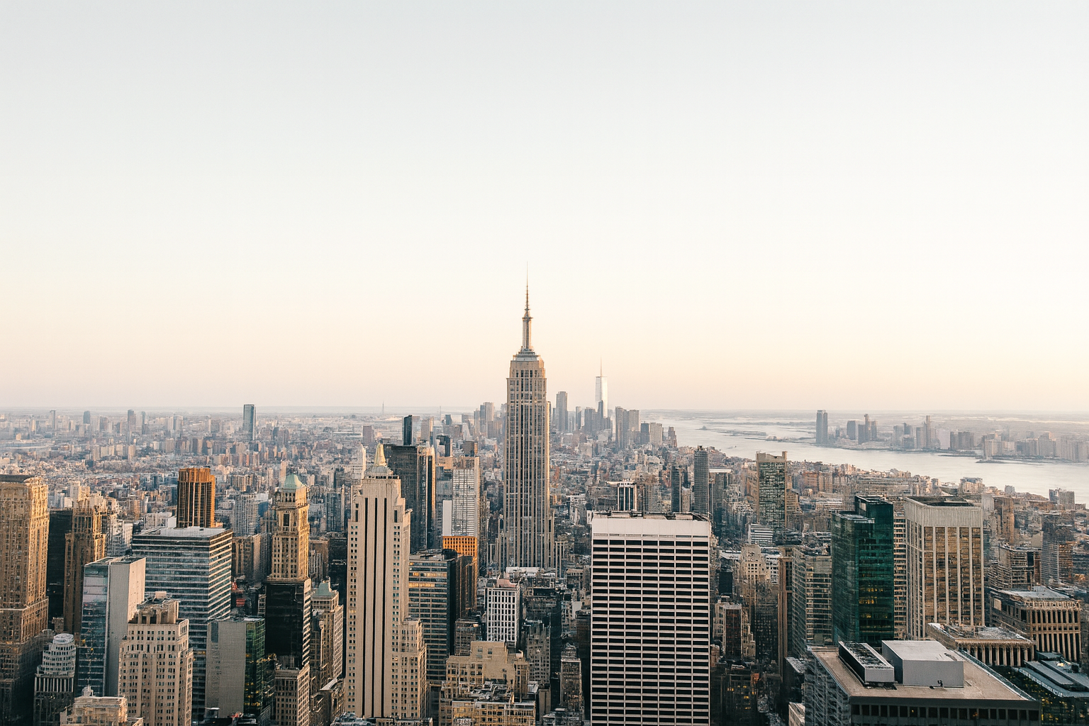 Manhattan skyline with Empire State Building.