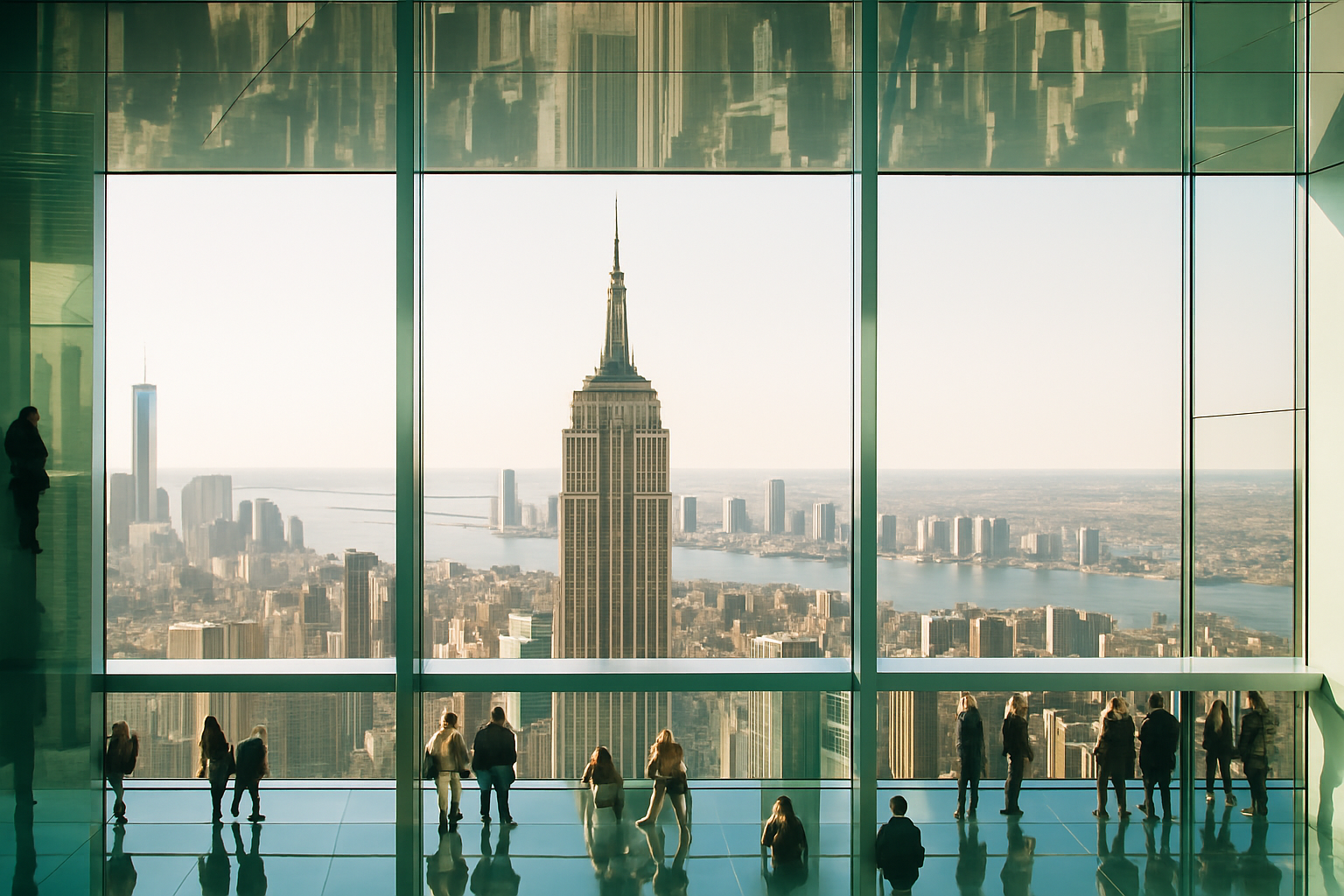 Bright view of Empire State symbolizing NYC green design.