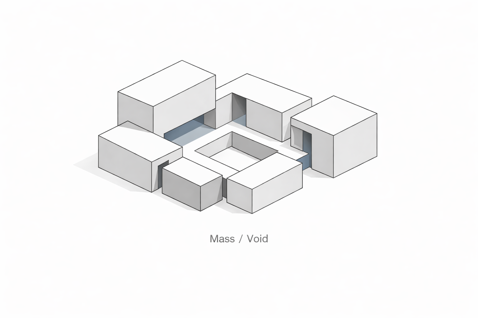Architectural diagram illustrating positive and negative space in design.