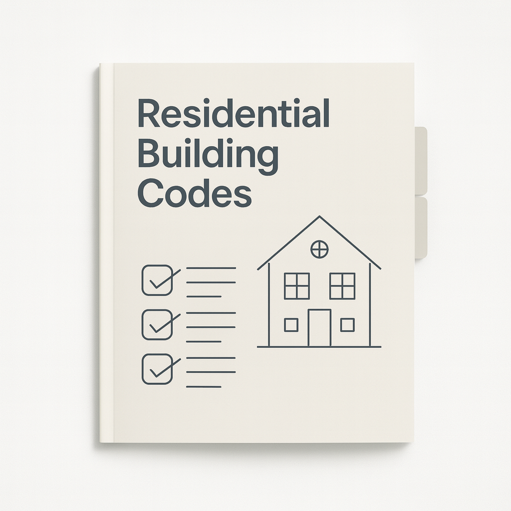 Professional book cover design for a Residential Building Codes Guide.