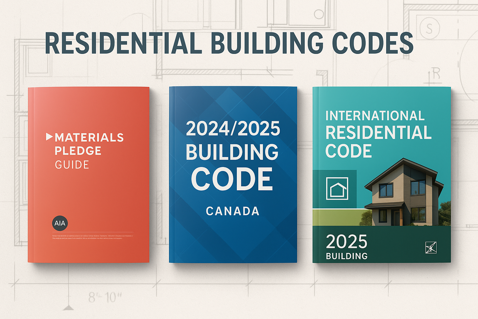 Three residential building code books.
