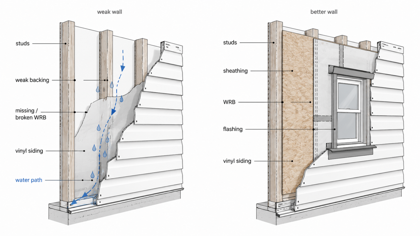 House under construction with plywood wall sheathing.