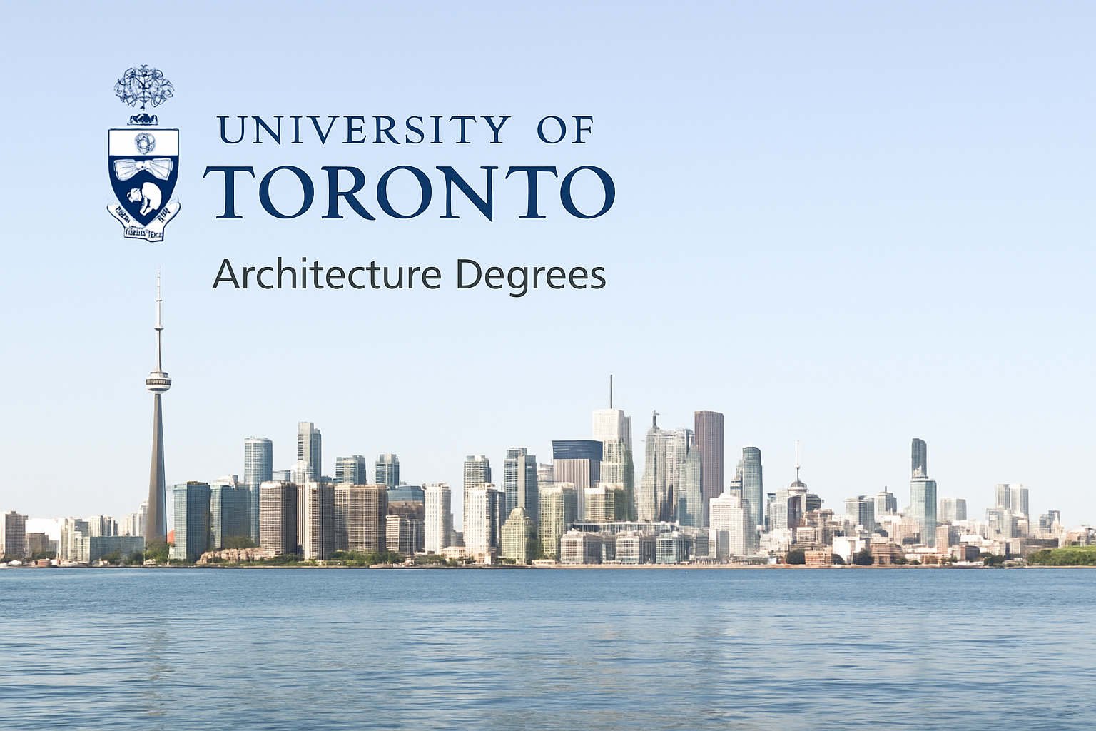 Toronto skyline with University of Toronto logo promoting architecture degrees.