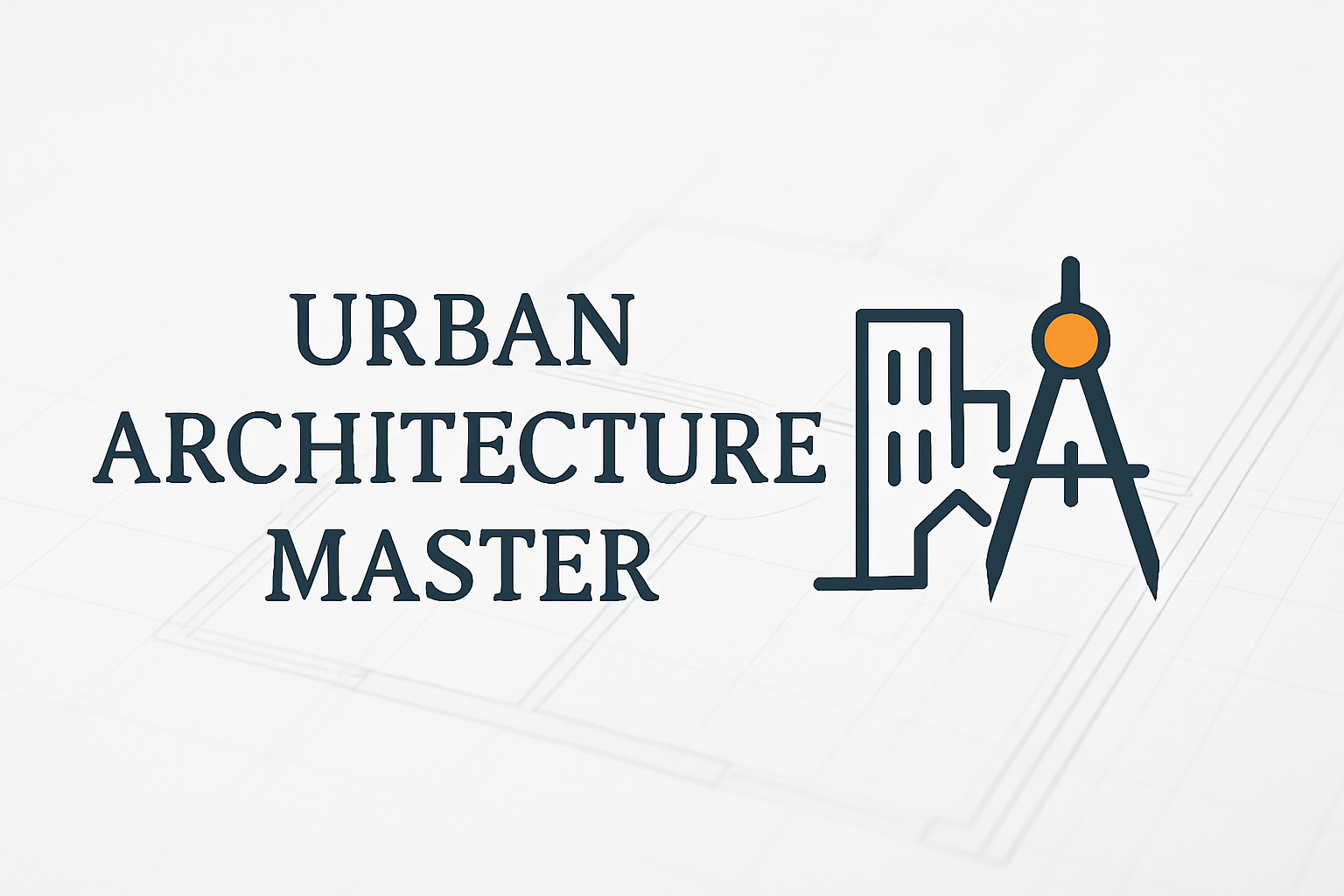 rban architecture master graphic with skyline and drafting compass icon.