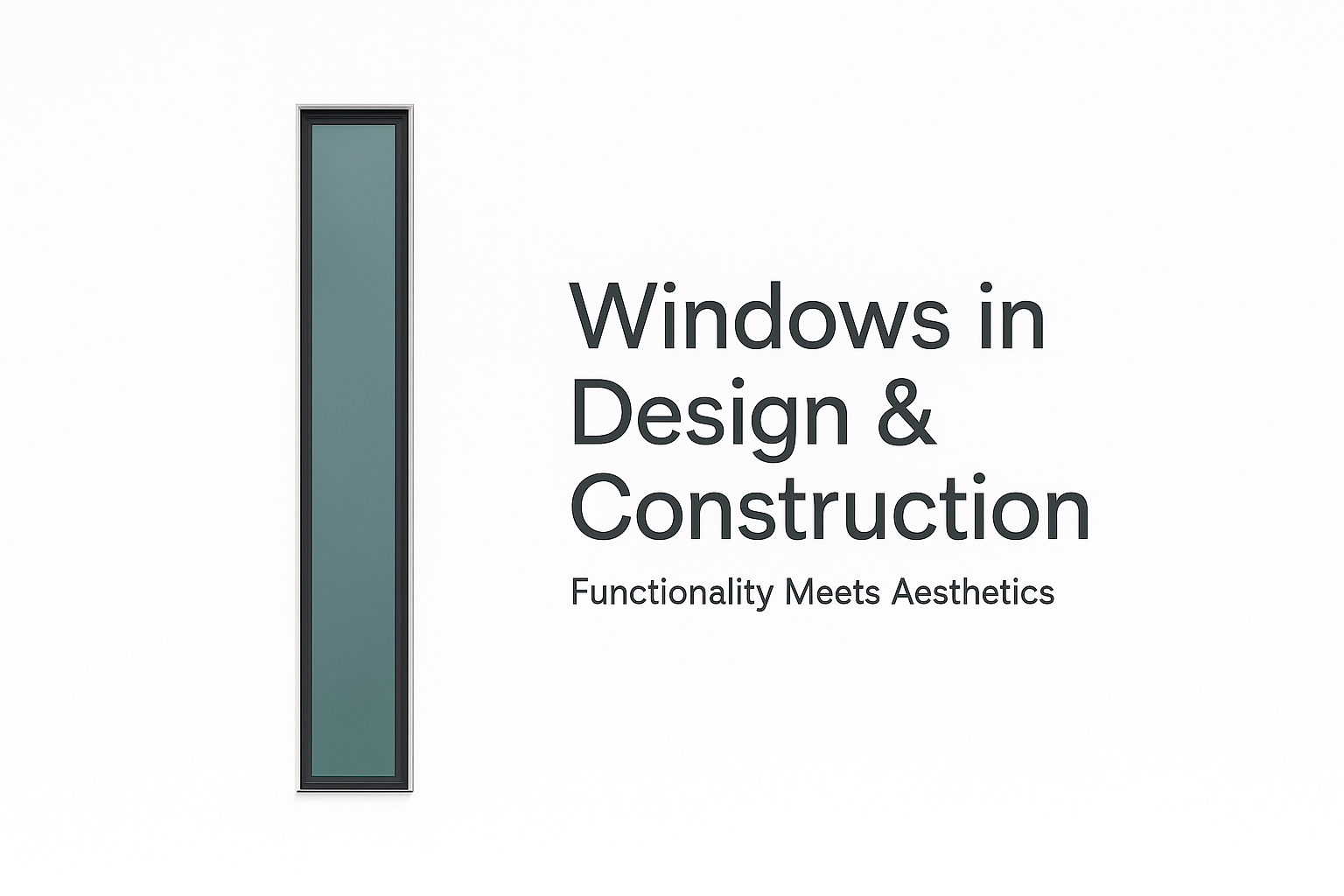 Modern design featuring a tall narrow window with thin frame, representing windows in architecture and construction.
