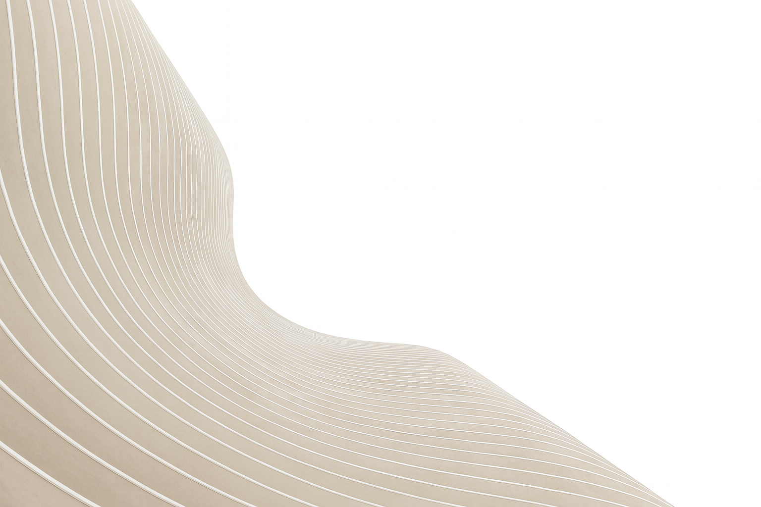 Curved architectural structure showing rhythmic beige panels.