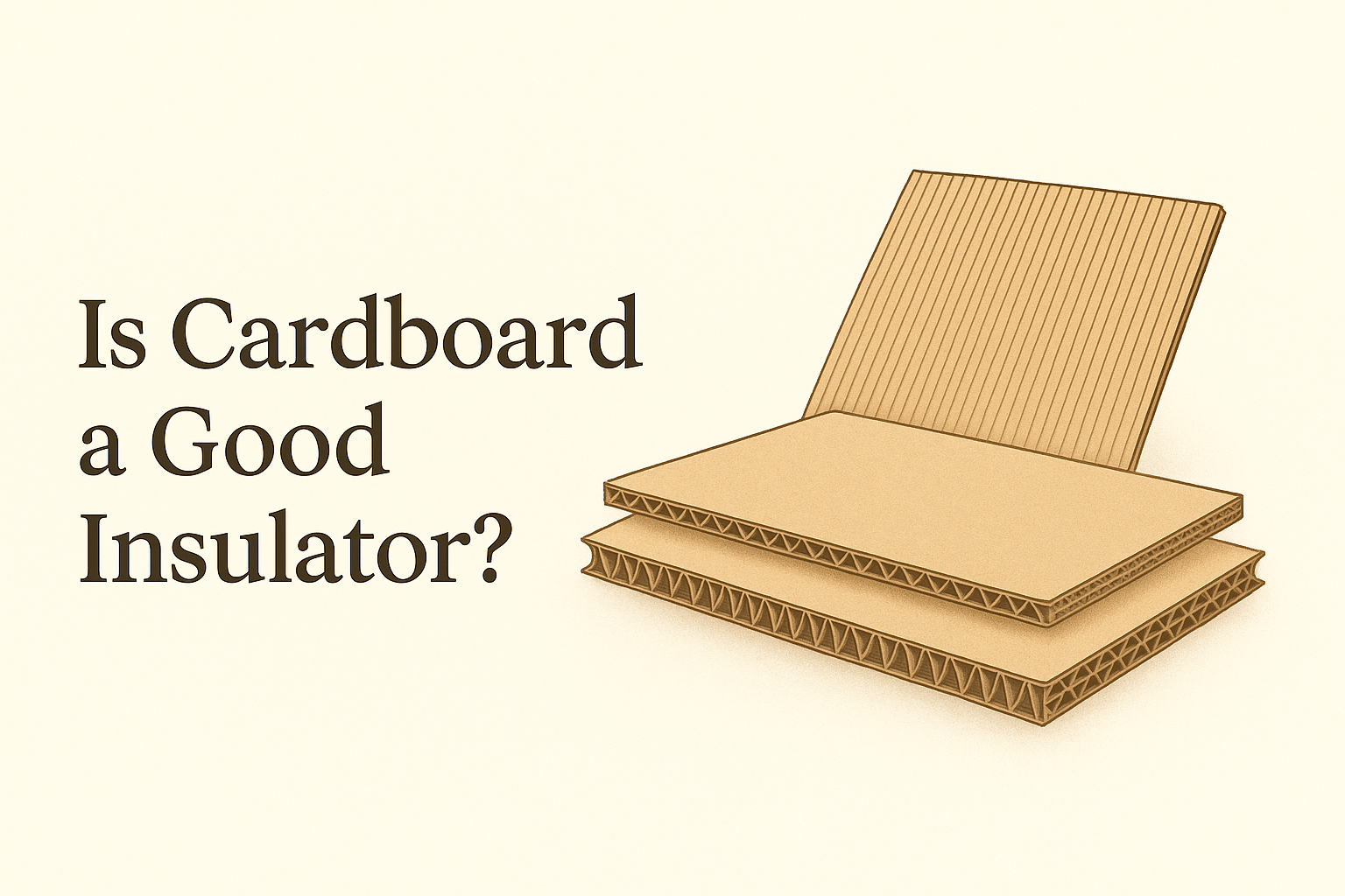 Cardboard insulation layers on white background, illustrating air gap structure and thermal potential.