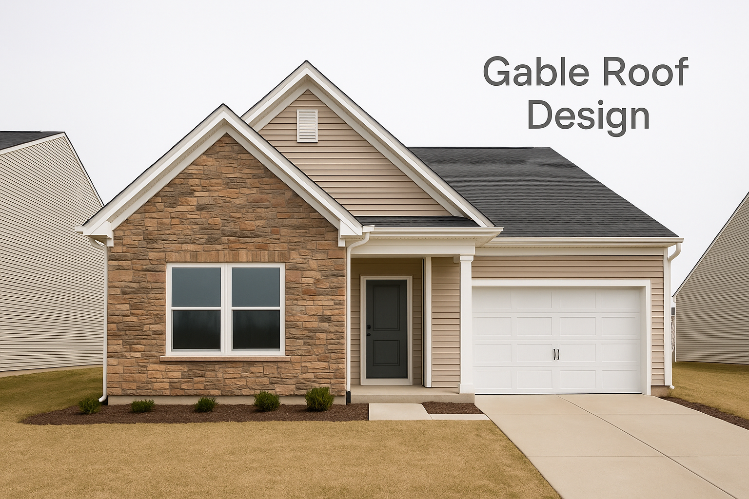 Architectural illustration showing a gable-on-gable roof where two gable roofs intersect at right angles.
