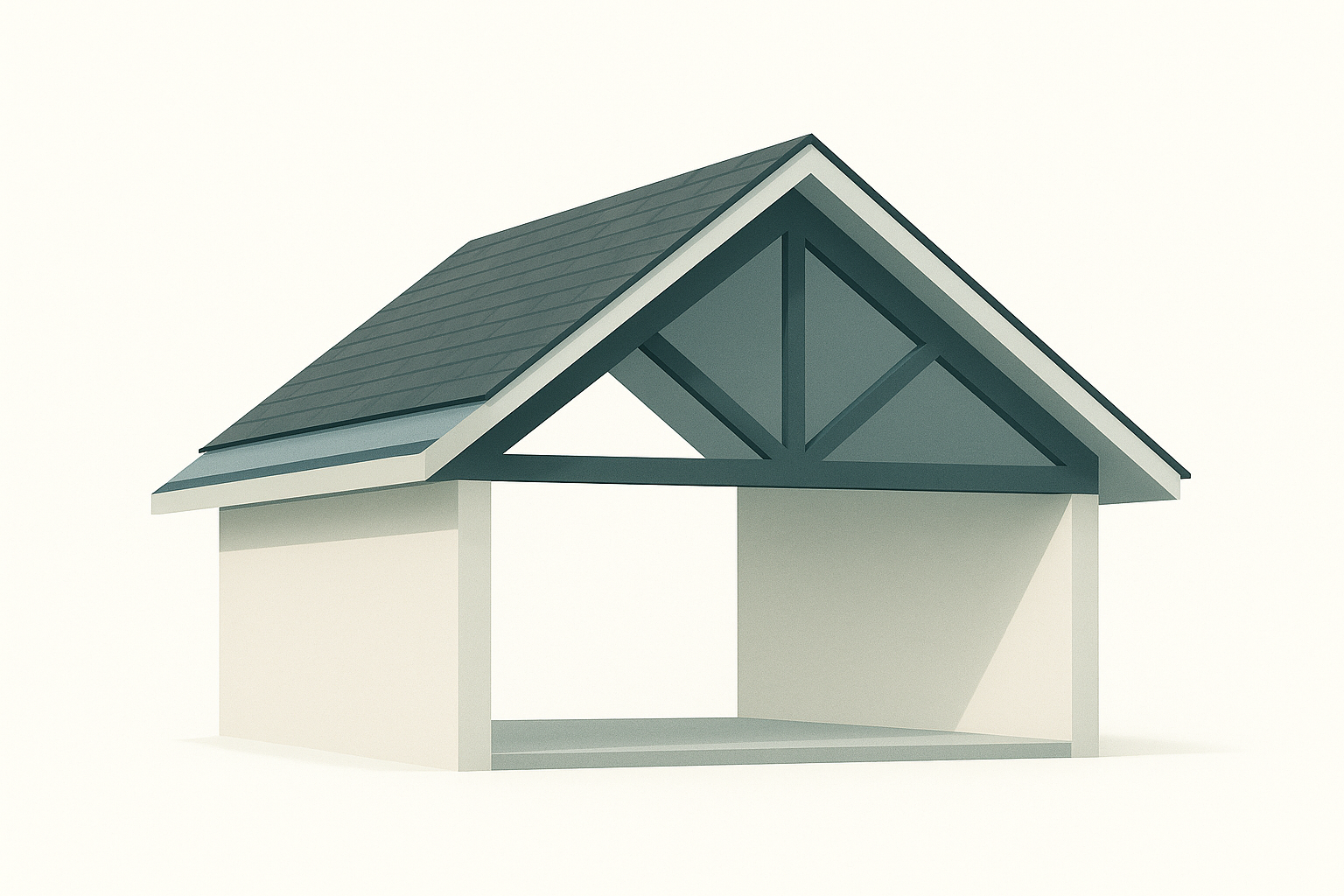 Architectural illustration of a gable roof structure with visible framing.
