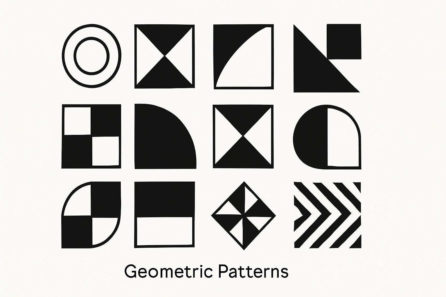 Geometric pattern layout featuring bold black shapes designed with architectural precision and visual balance.
