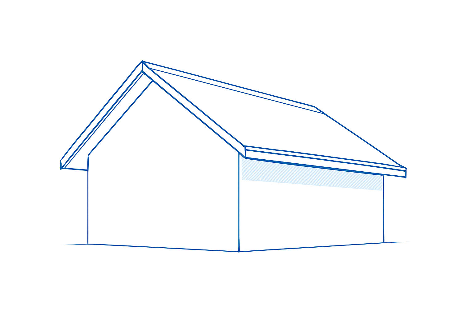 Simple architectural illustration showing a gable roof line with two sloping planes meeting at a ridge.