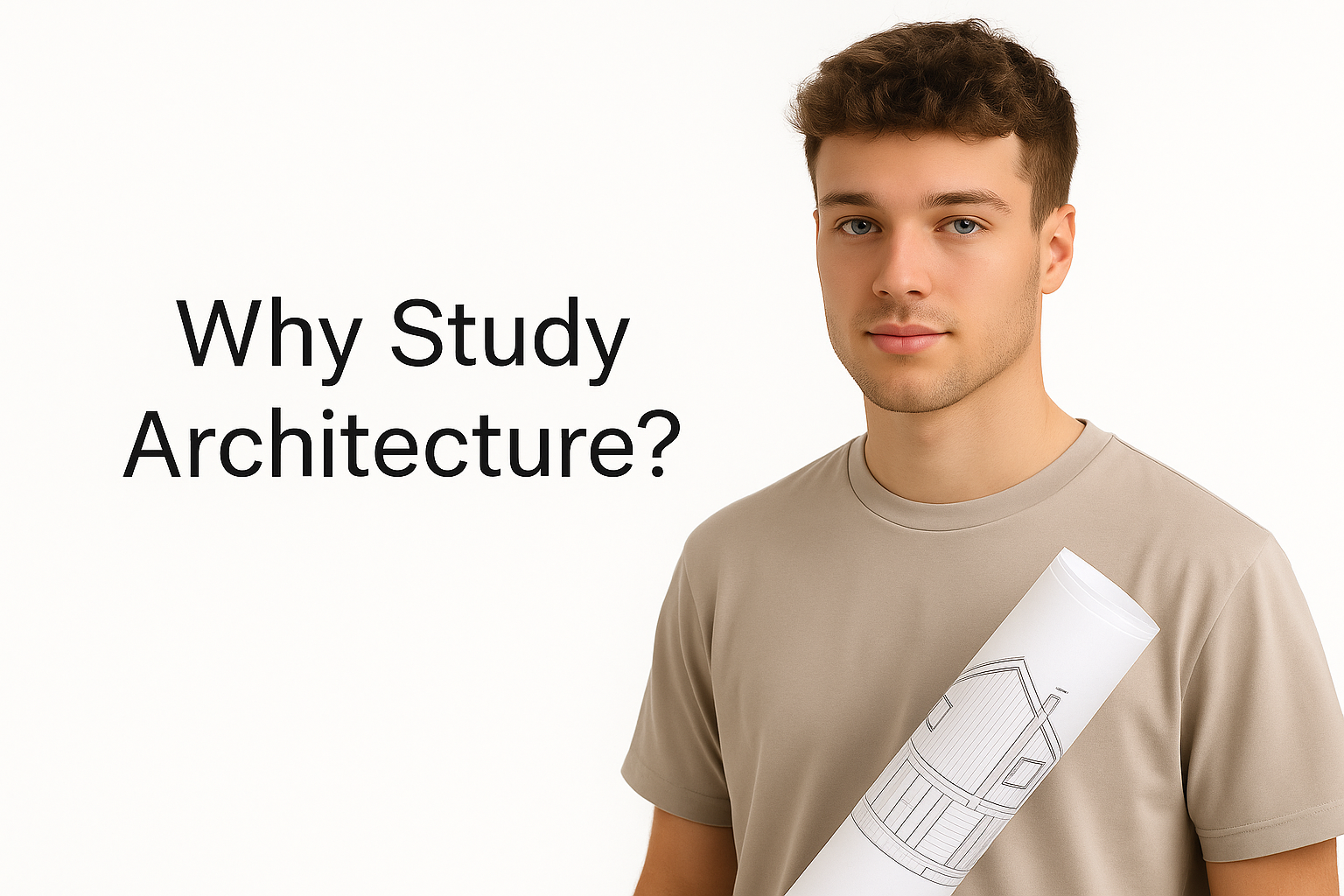Infographic explaining reasons to study architecture, including creativity, design skills, and impact on built environments.