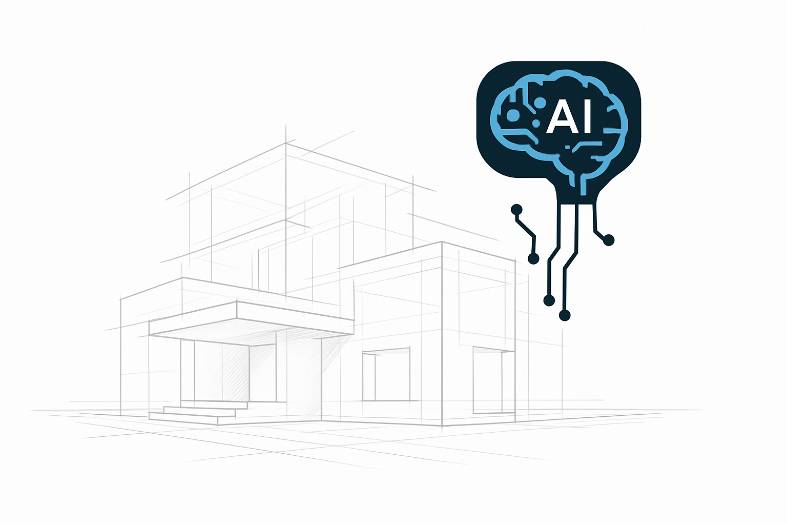 Architectural line drawings with AI circuitry.