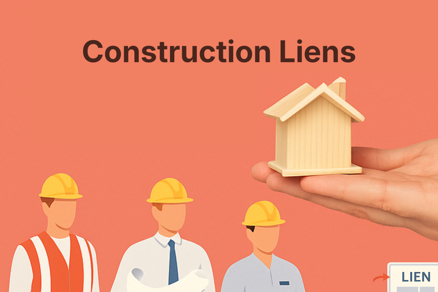 Infographic explaining construction liens for homeowners, builders, and students.