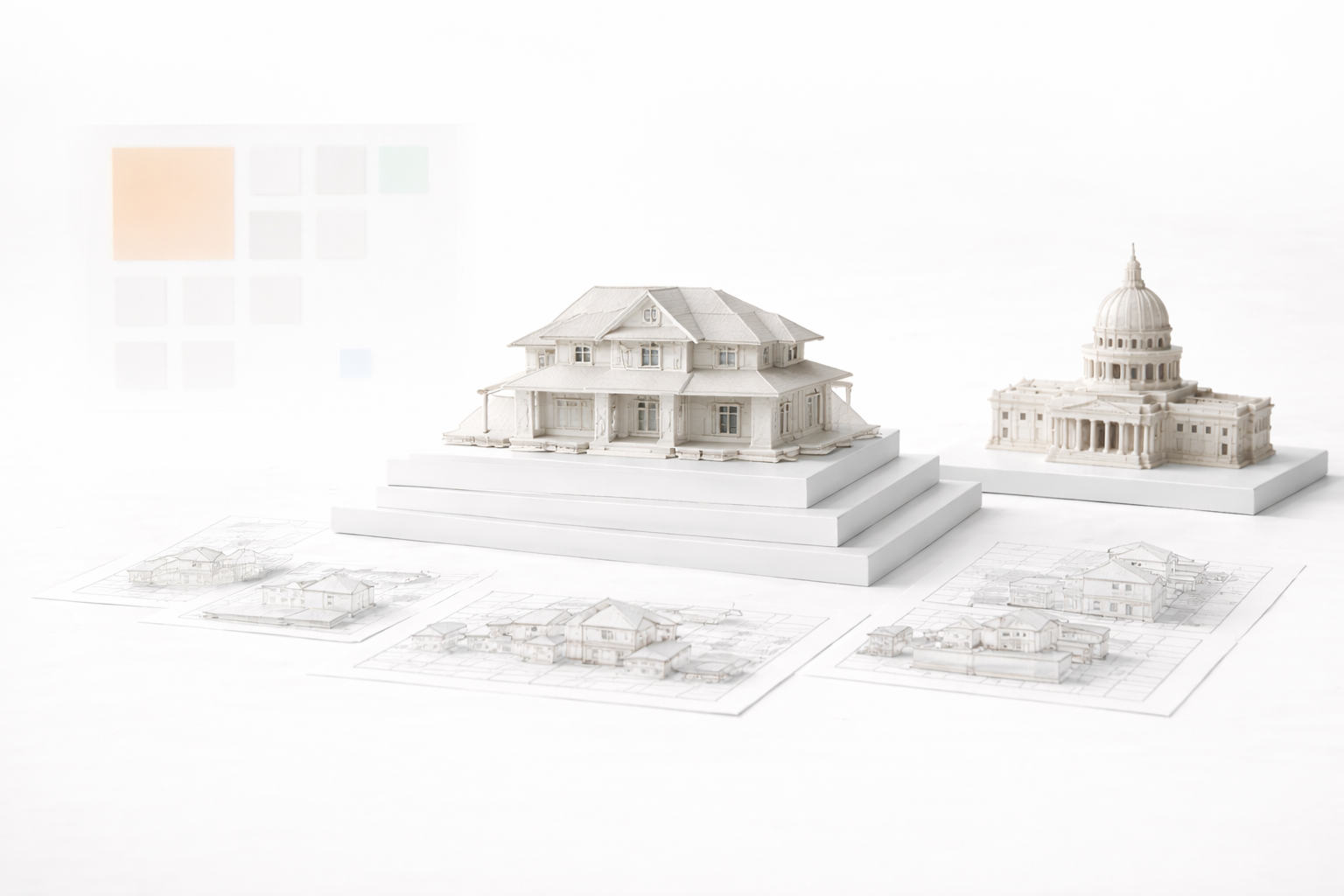 Visual hierarchy in architectural drawings showing line weights, depth, and emphasis.