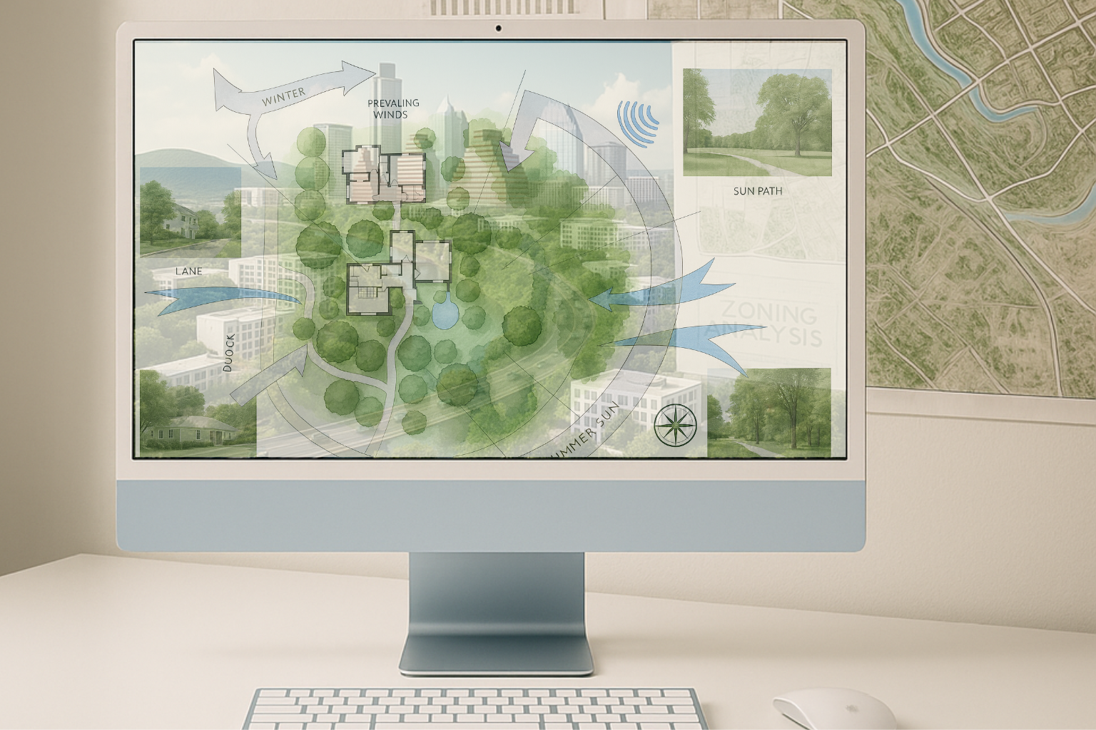 Infographic illustrating a residential site analysis process.