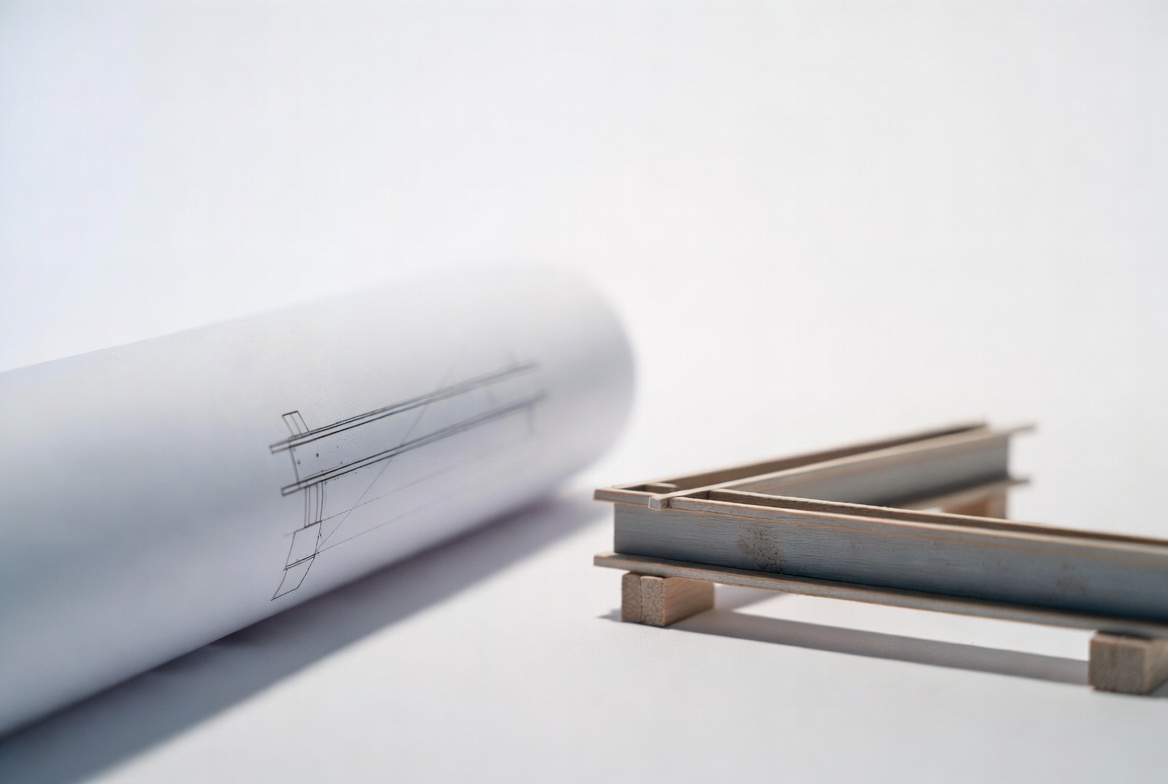 Beam study model with structural sketch.