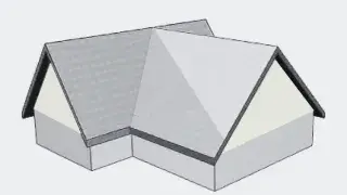 A house featuring a classic gable roof design with symmetrical slopes and a central ridge for efficient water drainage.