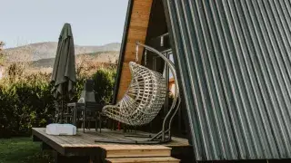 A modern single-wide mobile house with sleek design and contemporary features.