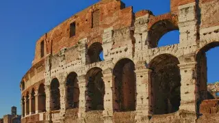 Close-up of the Colosseum’s outer walls in Rome.