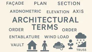 Architectural terms infographic with icons for different structural loads.