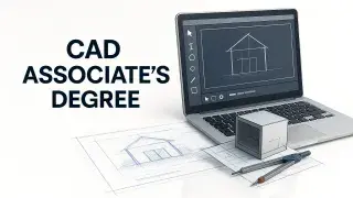 CAD associate’s degree cover with laptop and blueprint.