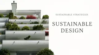 Modern sustainable building with tiered balconies and greenery.