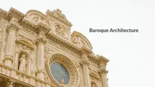 Baroque basilica façade in Lecce with white background and ornate sculptures.