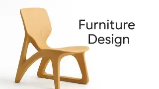 Sculptural wooden chair with elegant curves, modern furniture design and architecture course.