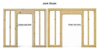 Comparison of single jack stud and double jack stud framing at a door opening.