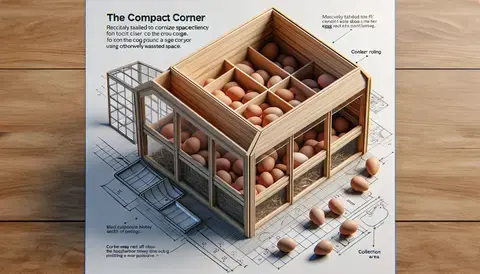 Tailored rollaway chicken nest box design for coop corners, optimizing space efficiency.