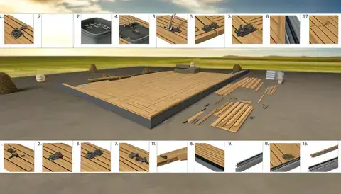 Detailed visual instructions for installing composite decking, simplifying the process for seamless setup
