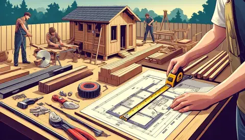Person measures and cuts materials, illustrating step-by-step construction of a chicken coop.