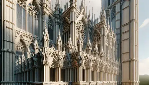 Capturing the structural and aesthetic significance of flying buttresses in Gothic architecture.