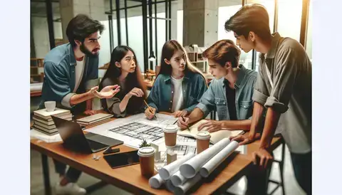Architecture students in a study group.