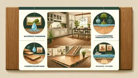 Waterproof engineered hardwood, floating installation, and kitchen flooring benefits.