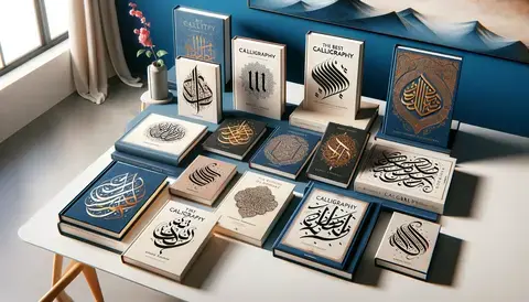 Best calligraphy books displayed on a table.